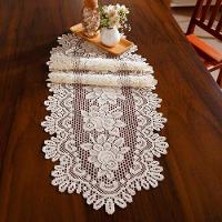 Trilho Oval Para Mesa Interlar Renda 100% Poliéster Rose Gardênia 40cmx1,25m Cru - 1