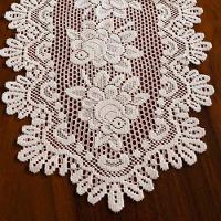 Trilho Oval Para Mesa Interlar Renda 100% Poliéster Rose Gardênia 40cmx1,25m Cru - 2