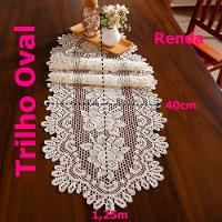 Trilho Oval Para Mesa Interlar Renda 100% Poliéster Rose Gardênia 40cmx1,25m Cru - 3