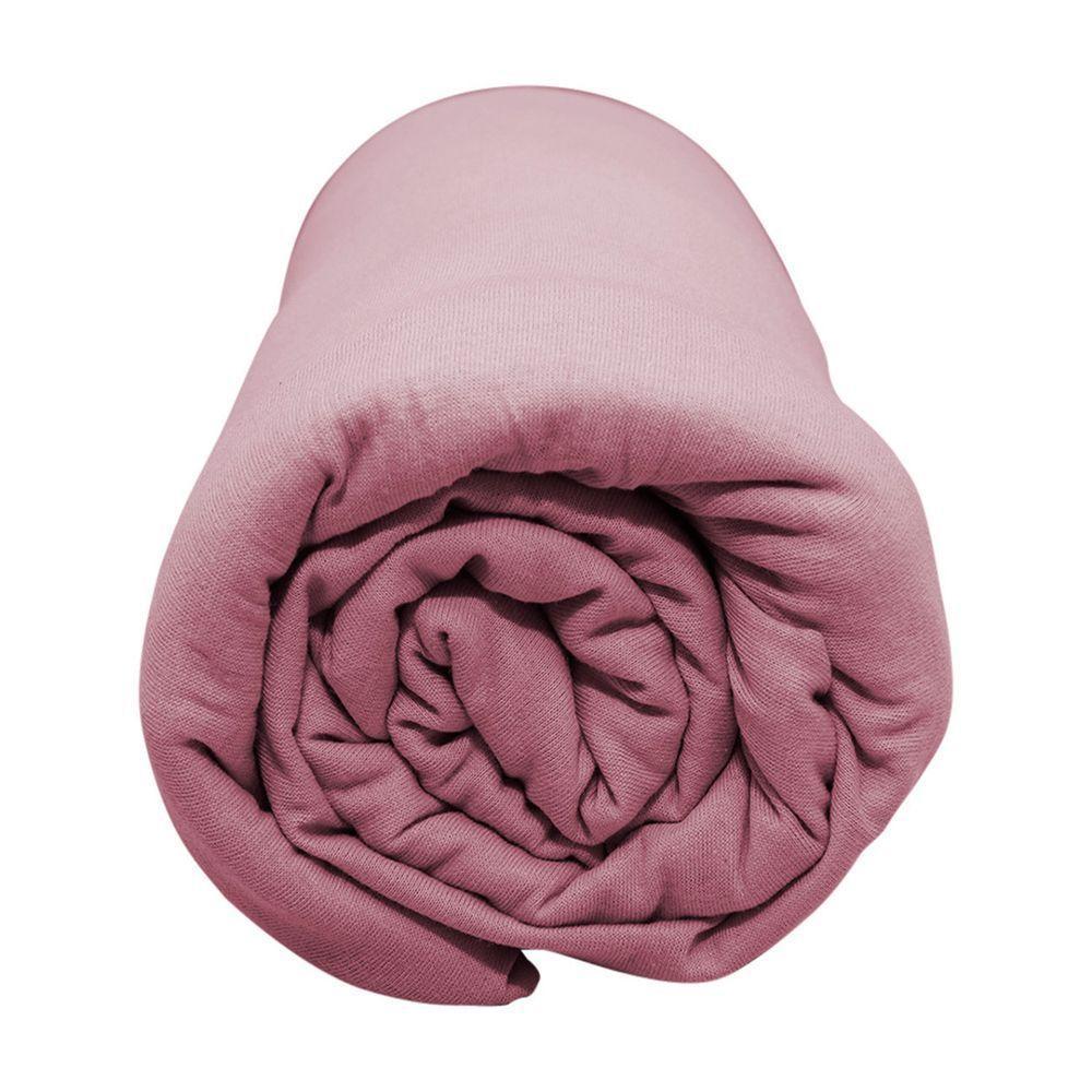 Lençol Com Elástico Casal Portallar Malha 100% Algodão Liso Linha Casa Rosa Cravo - 2