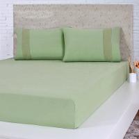 Lençol King Bella Cama Malha 100% Algodão 193x203x40 Verde - 1