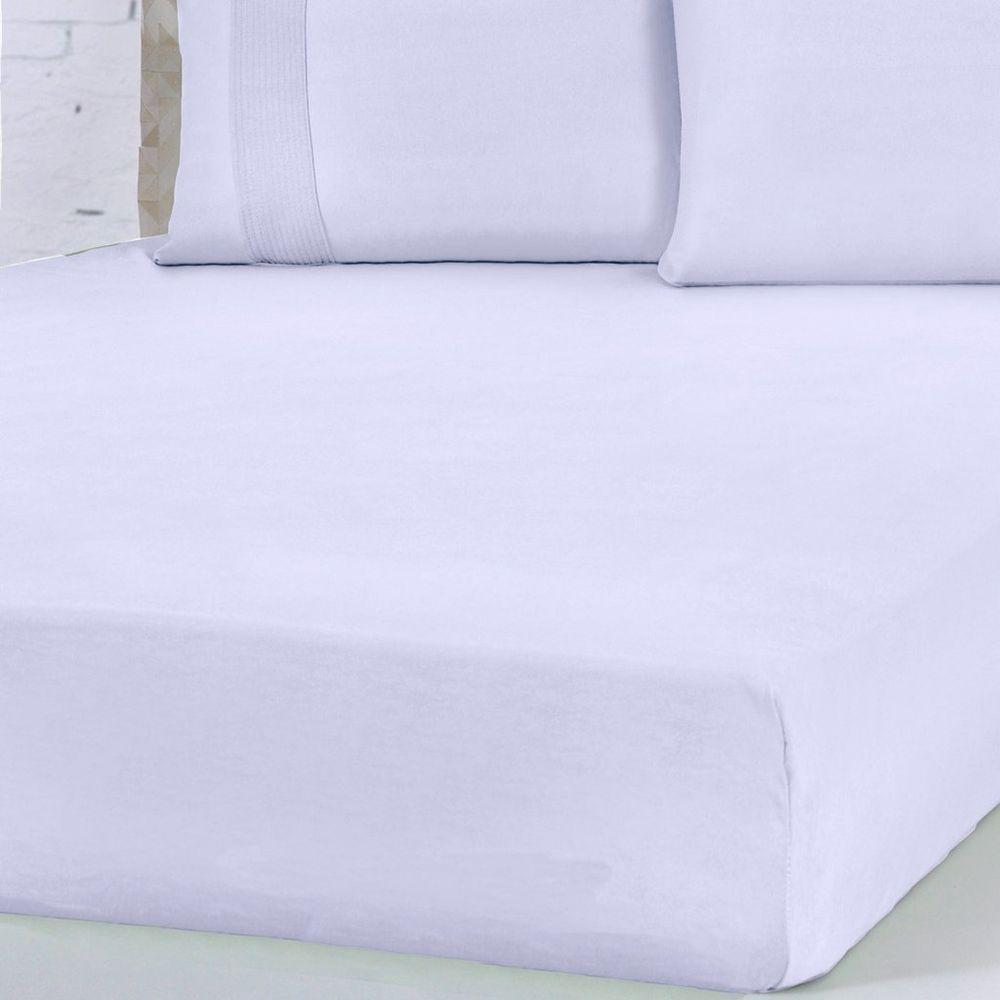Lençol King Bella Cama Malha 100% Algodão 193x203x40cm Branco - 2