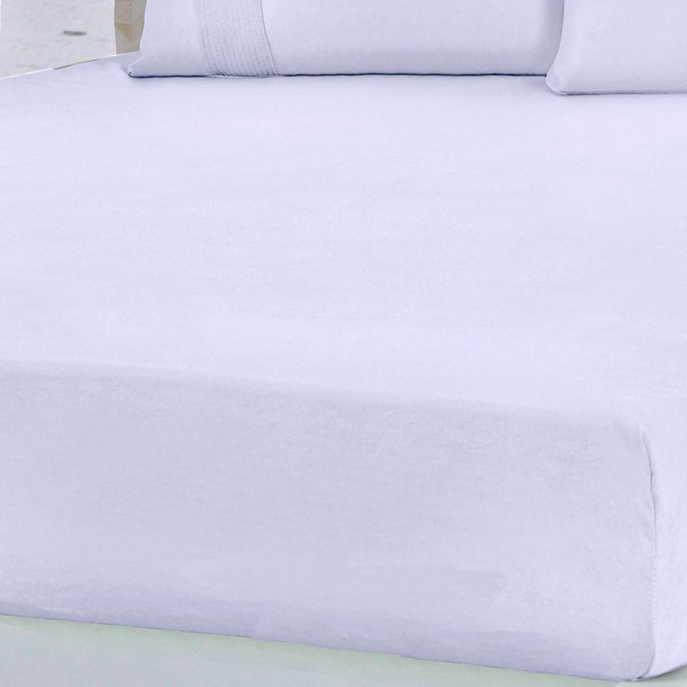 Lençol King Bella Cama Malha 100% Algodão 193x203x40cm Branco - 3