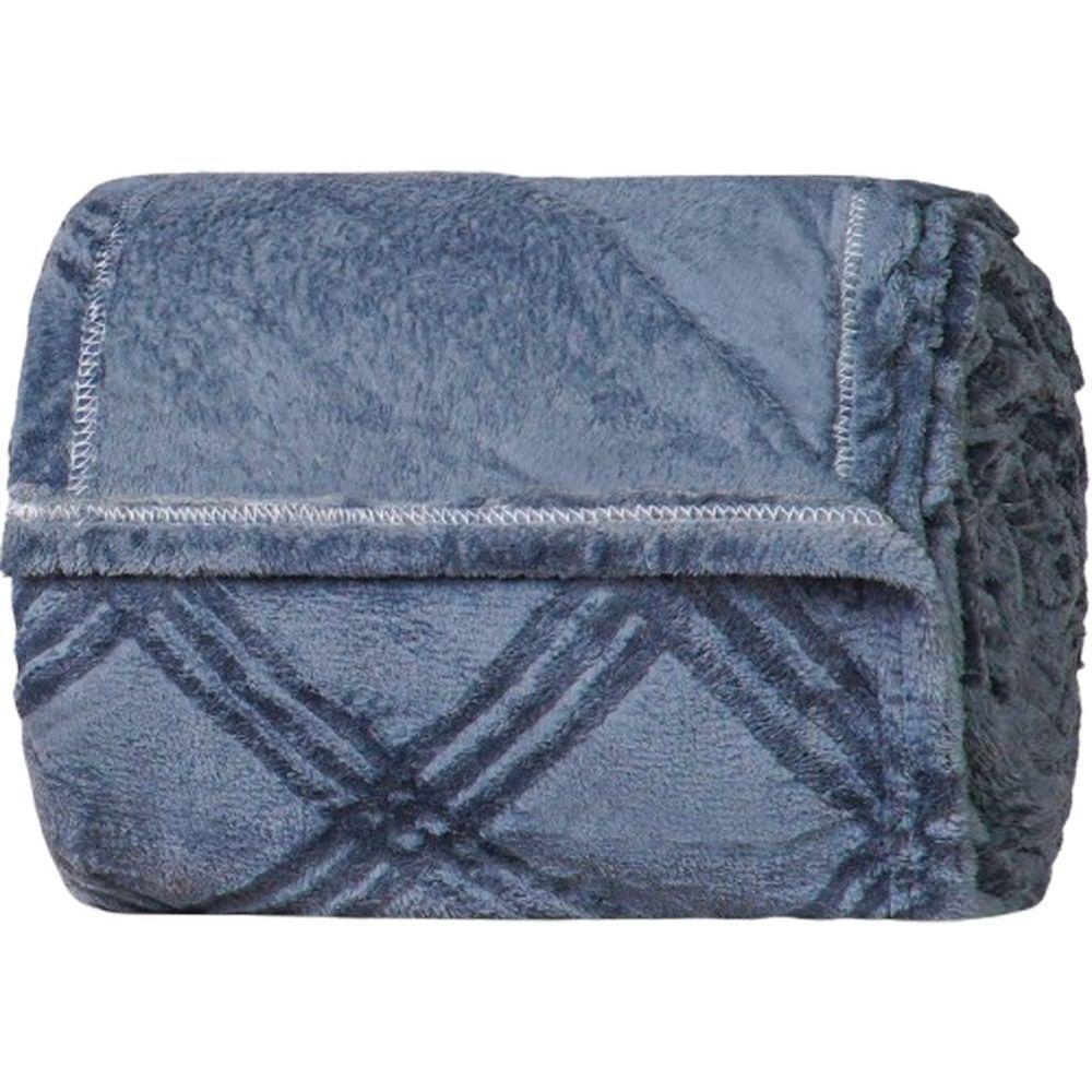Manta King Brushed New Microfibra Flannel 100% Poliéster 230x260 Azul Cobalt - 1