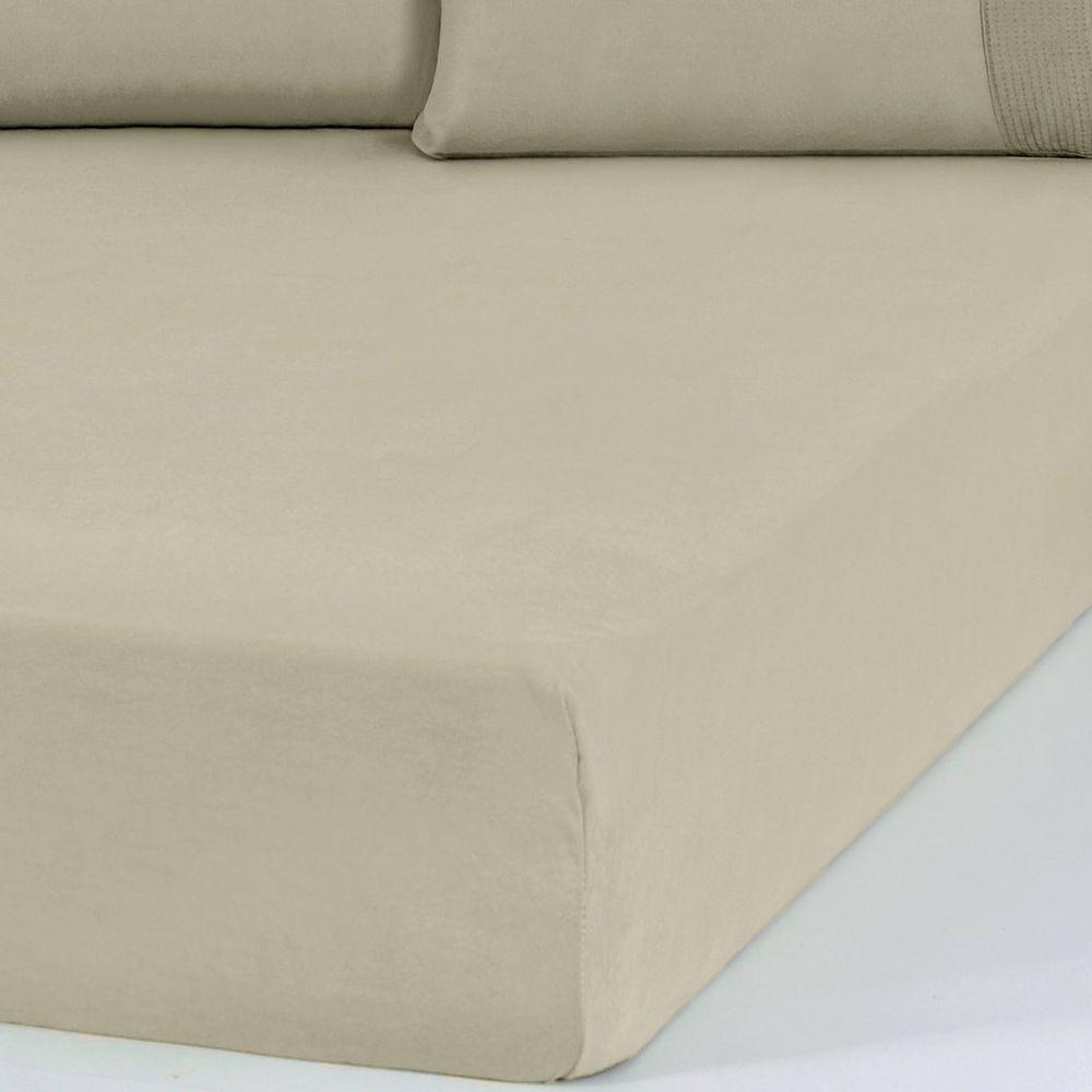 Lençol Casal Bella Cama Malha 100% Algodão 138x188x30 Avelã - 5