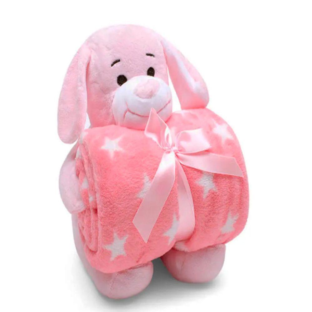 Manta E Bichinho Pelúcia Buettner Baby Microfibra Pink Dog Rosa - 1