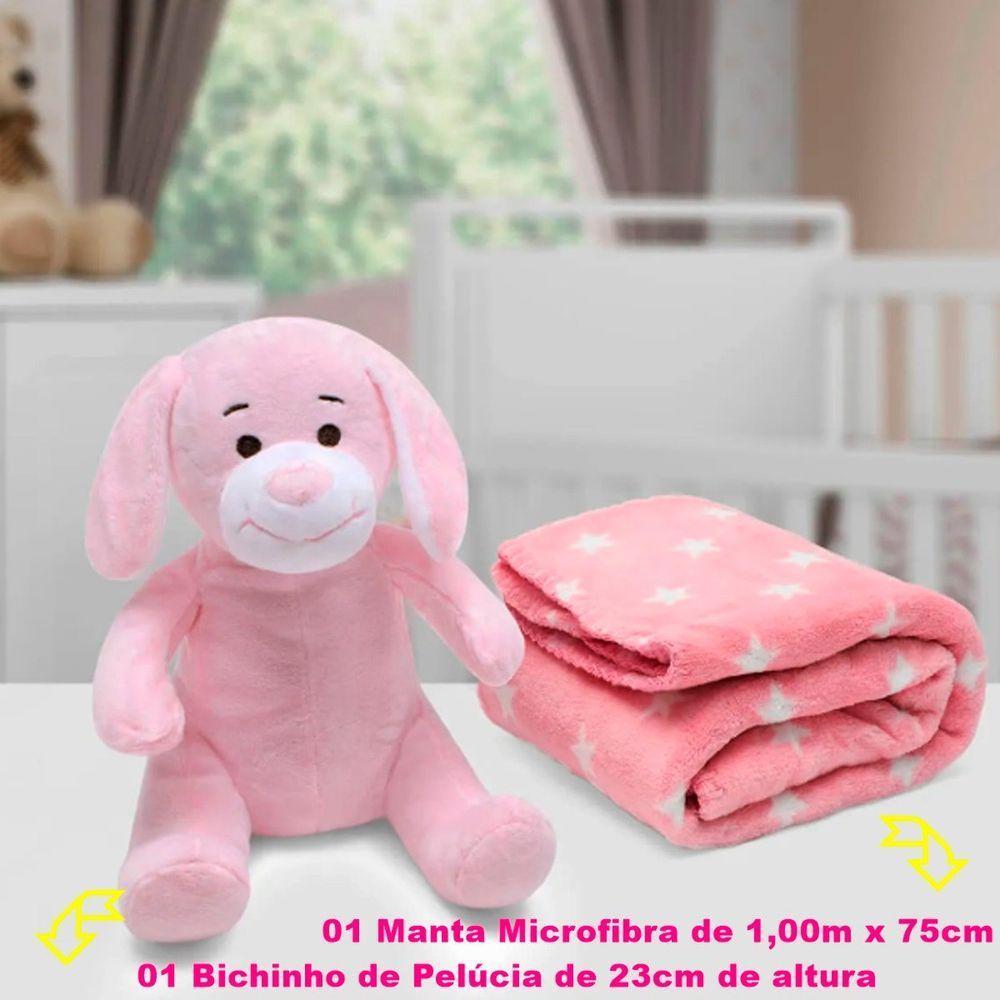 Manta E Bichinho Pelúcia Buettner Baby Microfibra Pink Dog Rosa - 4