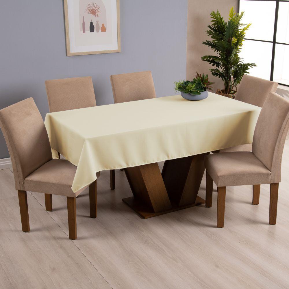 Toalha De Mesa Basic 1 Peça 2,50m X 1,40m 8 Lugares 100% Poliéster Tecido Oxford - Palha - 3