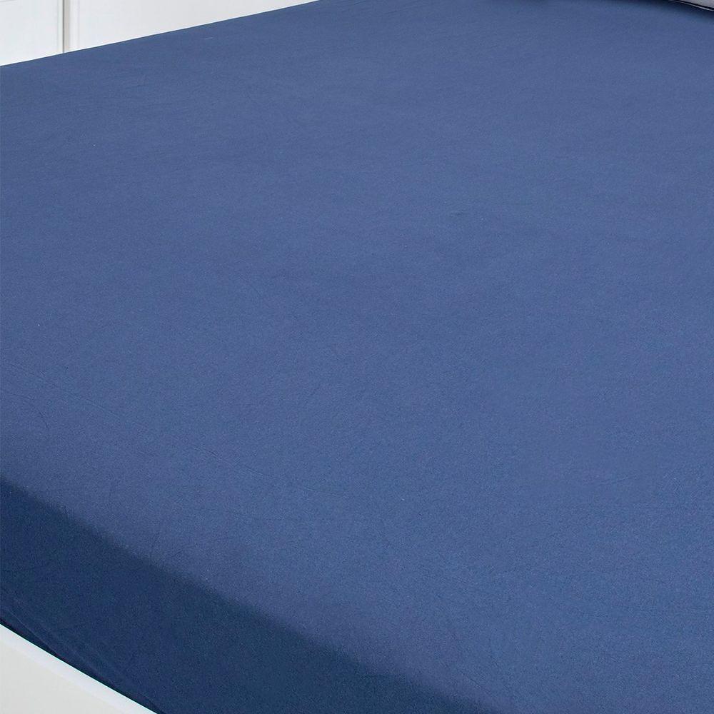 Lençol Portallar King Com Elástico Malha 100% Algodão Premiun Classic Azul - 3