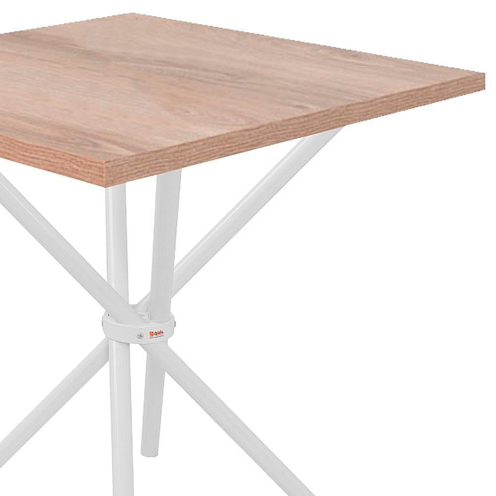 Mesa De Jantar 75x75 Cm Quadrada Resistente E Moderna Branco E Carvalho - 4