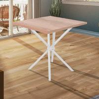 Mesa De Jantar 75x75 Cm Quadrada Resistente E Moderna Branco E Carvalho - 1