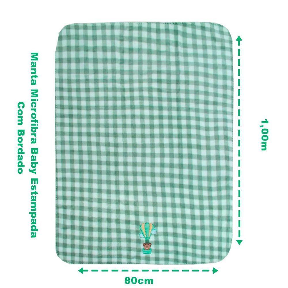 Manta Berço Buettner Baby Estampada Microfibra Bordado Balloon 80cmx100m Verde - 4