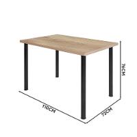 Mesa De Jantar 4 Lugares Retangular Cozinha 110x72 Cm Preto E Carvalho - 4