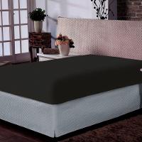 Lençol Portallar King Com Elástico Malha 100% Algodão Premiun Classic Preto - 1