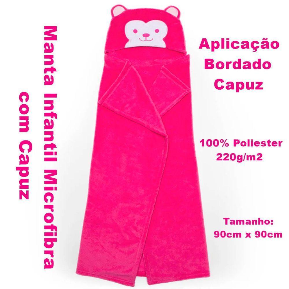 Manta Com Capuz Buettner Microfibra Infantil Sheep 90cmx90cm Rosa Escuro - 3
