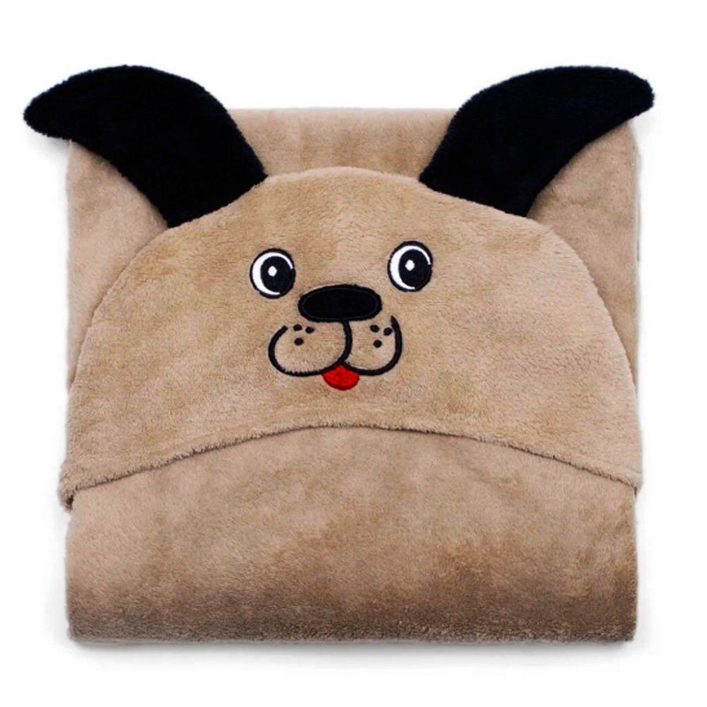 Manta Com Capuz Buettner Microfibra Infantil Super Dog 90cmx90cm Bege Escuro - 1