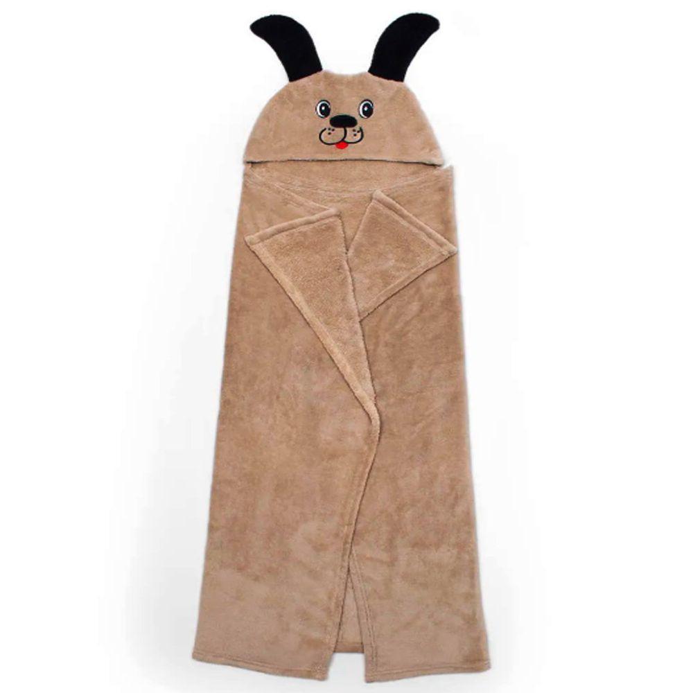 Manta Com Capuz Buettner Microfibra Infantil Super Dog 90cmx90cm Bege Escuro - 2