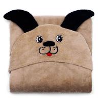 Manta Com Capuz Buettner Microfibra Infantil Super Dog 90cmx90cm Bege Escuro - 1