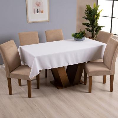 Toalha De Mesa Basic 1 Peça 3,00m X 1,40m 10 Lugares Tecido Oxford 100% Poliéster - Branco