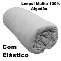 Lençol Com Elástico King Portallar Malha 100% Algodão Liso Linha Casa Cinza - 3