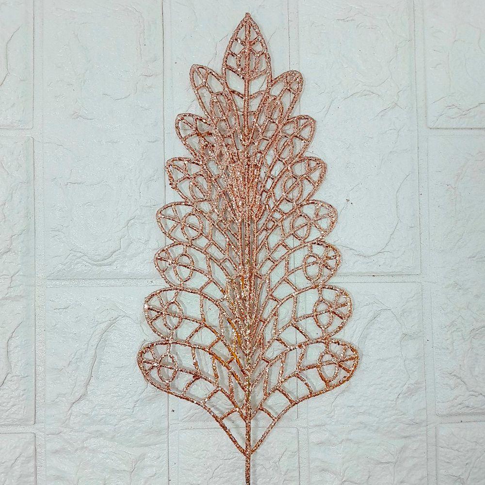 Folhas Flores árvore Natal Gliter Rose Gold 40cm Kit 10pçs - 2