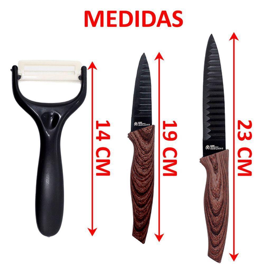 Kit Jogo De Faca Conjunto Faqueiro Cozinha Churrasco 6 Peças - 4