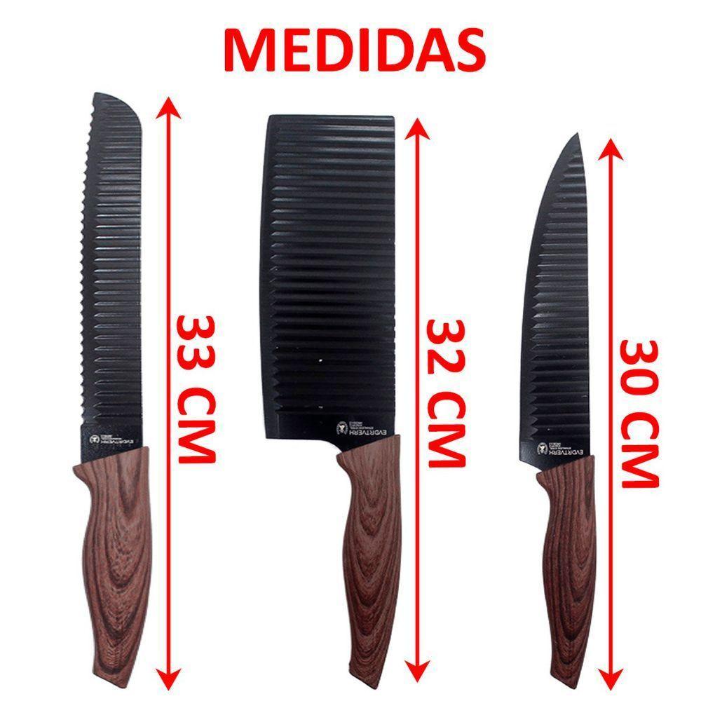 Kit Jogo De Faca Conjunto Faqueiro Cozinha Churrasco 6 Peças - 5