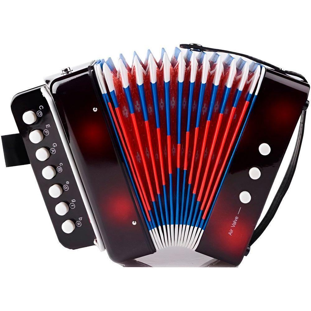Brinquedo Mini Acordeon Sanfona Gaita Instrumento Musical Preto - 1
