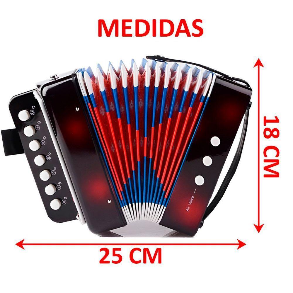 Brinquedo Mini Acordeon Sanfona Gaita Instrumento Musical Preto - 2