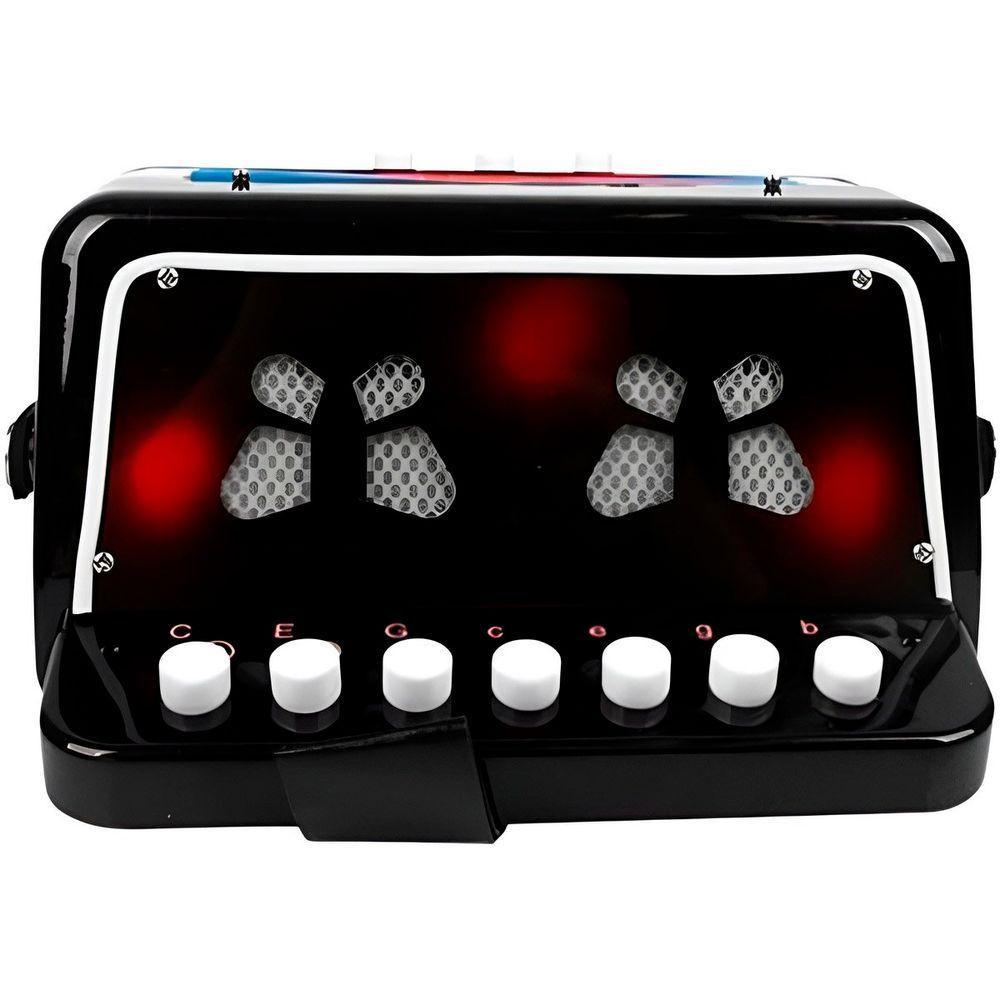 Brinquedo Mini Acordeon Sanfona Gaita Instrumento Musical Preto - 4