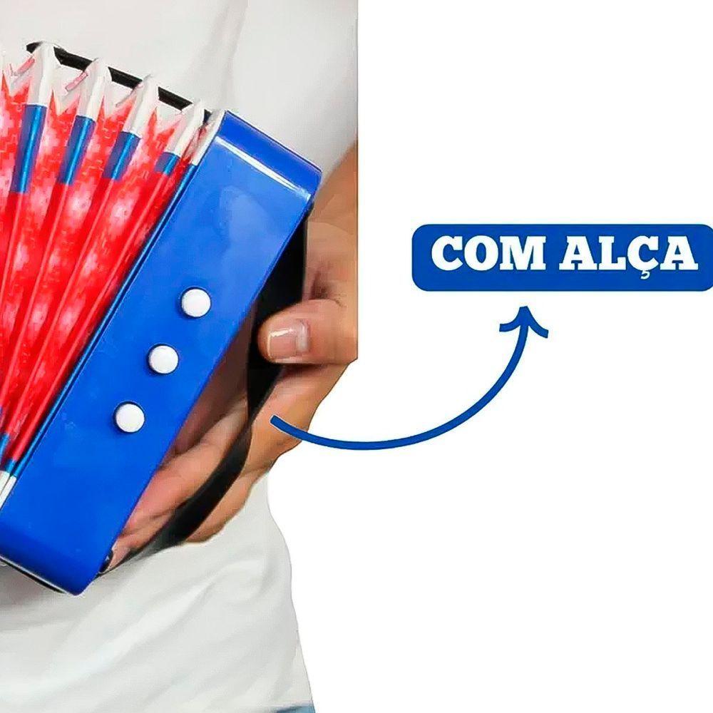 Brinquedo Mini Acordeon Sanfona Gaita Instrumento Musical Azul - 3