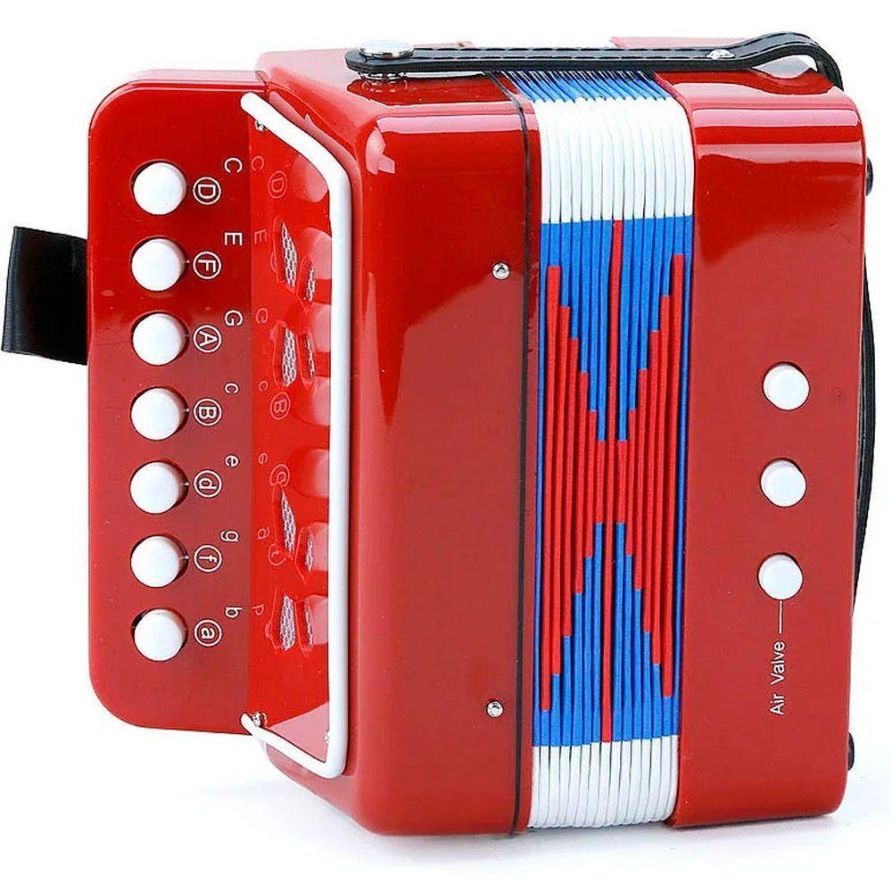 Brinquedo Mini Acordeon Sanfona Gaita Instrumento Musical Vermelho - 1
