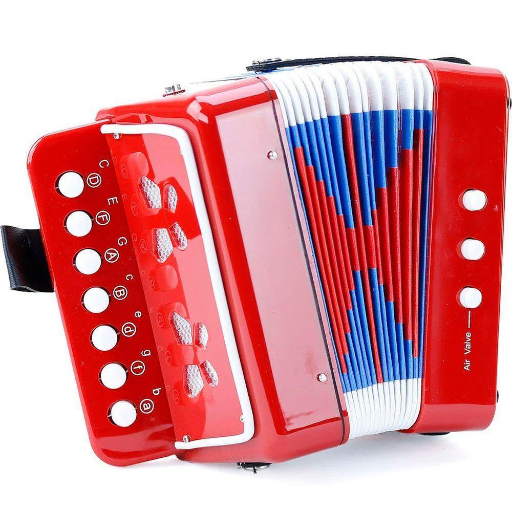 Brinquedo Mini Acordeon Sanfona Gaita Instrumento Musical Vermelho - 2