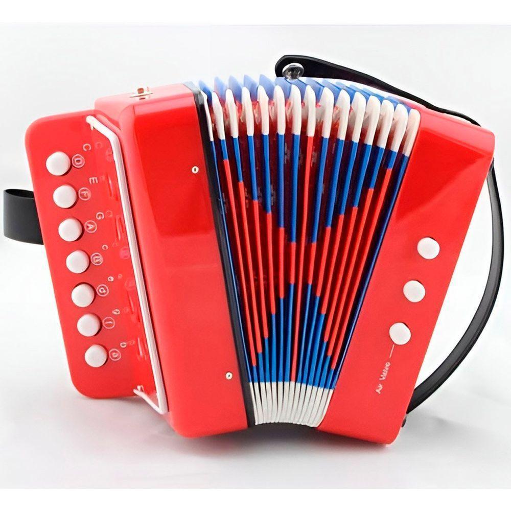 Brinquedo Mini Acordeon Sanfona Gaita Instrumento Musical Vermelho - 5