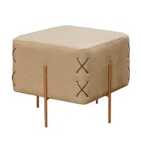 Puff Banqueta Eros Luxo Bronze Castellar Móbile Linho Bege Linho Bege - 1