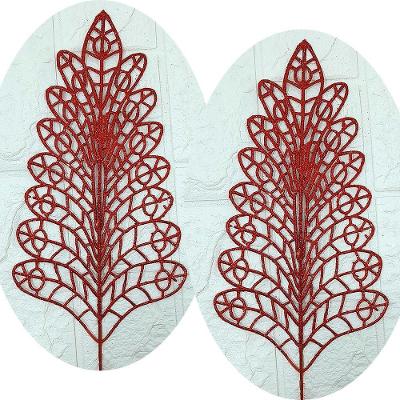 Folhas Flores árvore Natal Gliter Vermelho De 40cm Kit 6pçs