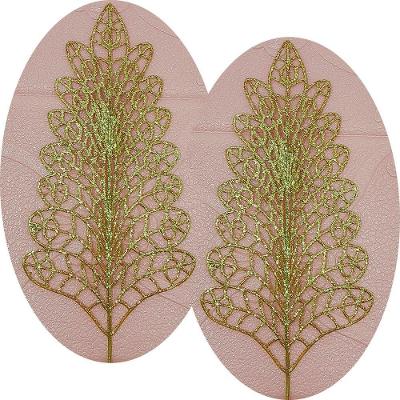 Folhas Flores árvore Natal Gliter Dourado De 40cm Kit 10pçs