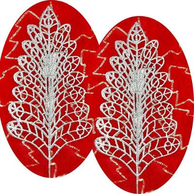 Folhas Flores Enfeite árvore Natal Gliter Prata 40cm 4pçs
