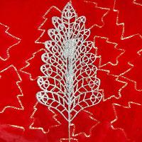 Folhas Flores Enfeite árvore Natal Gliter Prata 40cm 4pçs - 2