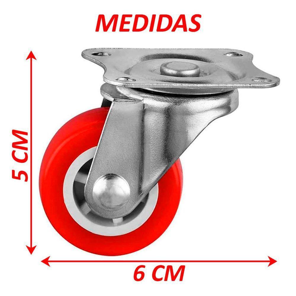 Kit 4pçs Roda Rodizio Giratório Universais Reforçado De 40mm - 5