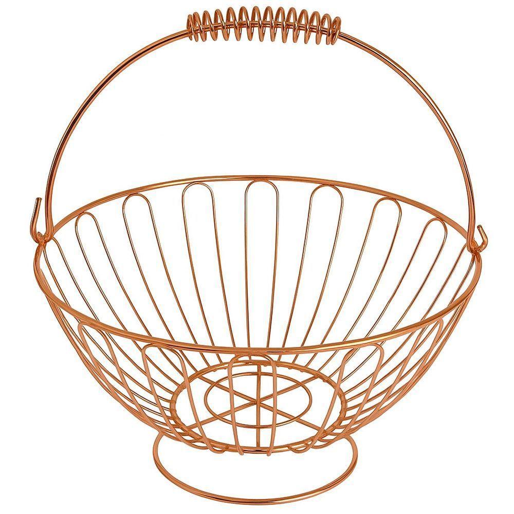 Fruteira De Mesa Aramada Redonda Inoxidável Rose Gold 24cm - 1