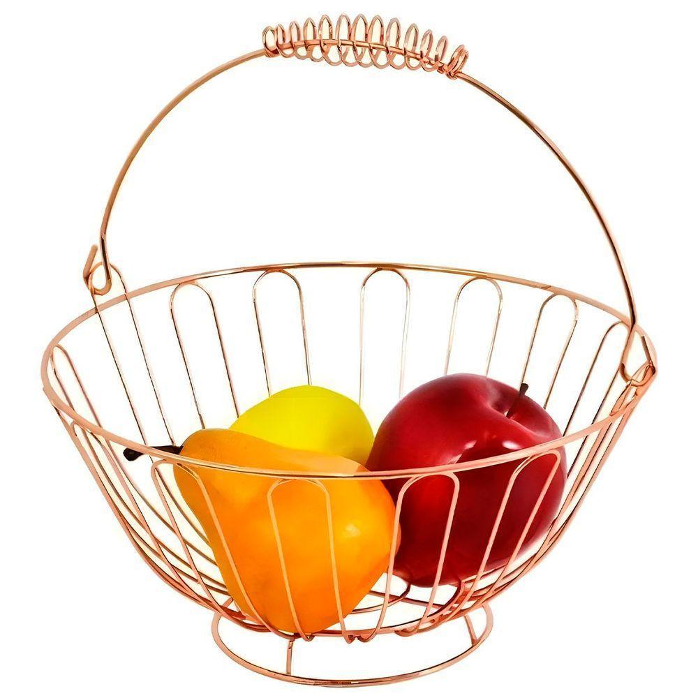 Fruteira De Mesa Aramada Redonda Inoxidável Rose Gold 24cm - 2