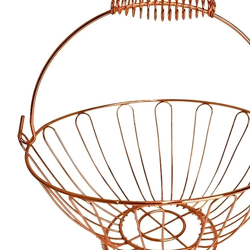 Fruteira De Mesa Aramada Redonda Inoxidável Rose Gold 24cm - 3