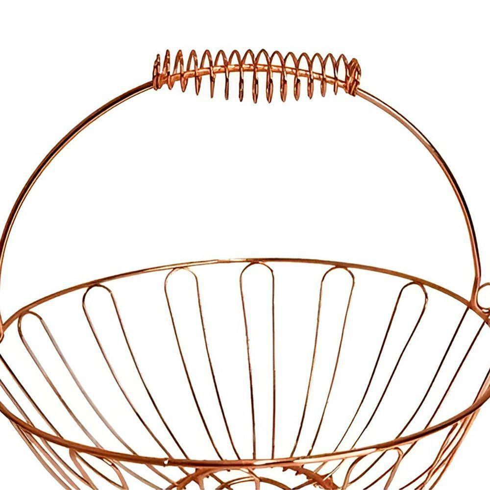 Fruteira De Mesa Aramada Redonda Inoxidável Rose Gold 24cm - 4