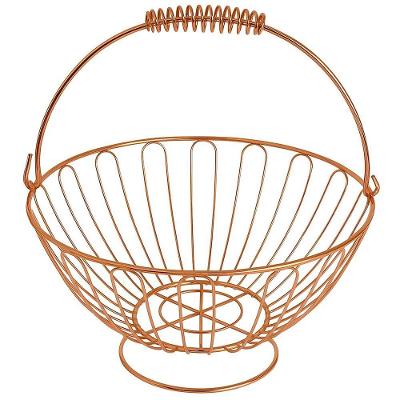 Fruteira De Mesa Aramada Redonda Inoxidável Rose Gold 24cm