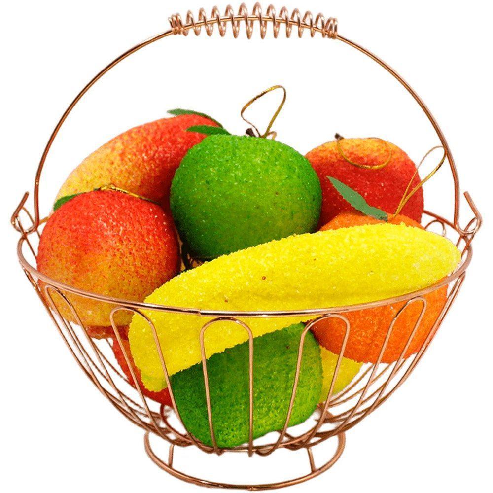 Kit Fruteira Redonda Com Frutas Artificial 12pçs Em Isopor - 1