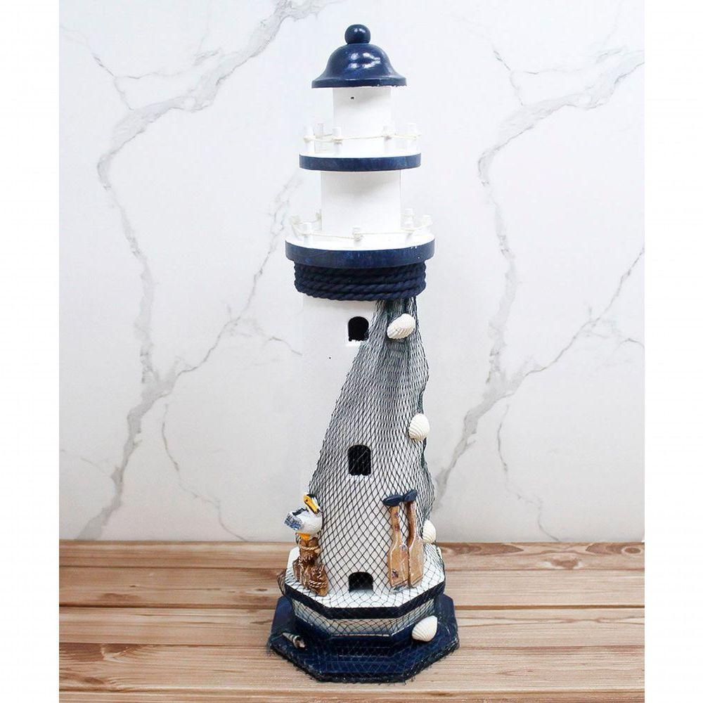 Enfeite Farol Marítimo Decoração Casa Náutica Mar Praia 50cm - 2