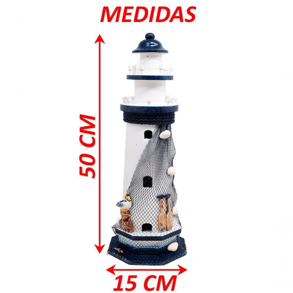 Enfeite Farol Marítimo Decoração Casa Náutica Mar Praia 50cm - 5