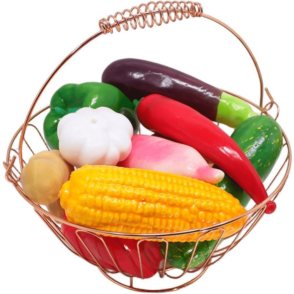 Kit Fruteira Redonda Com 12pçs Legumes Artificiais Em Isopor - 2