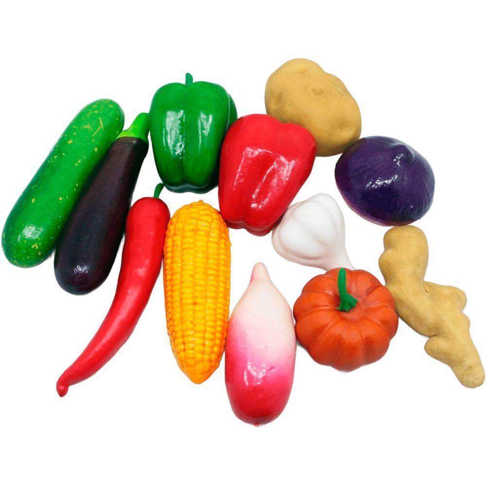 Kit Fruteira Redonda Com 12pçs Legumes Artificiais Em Isopor - 3